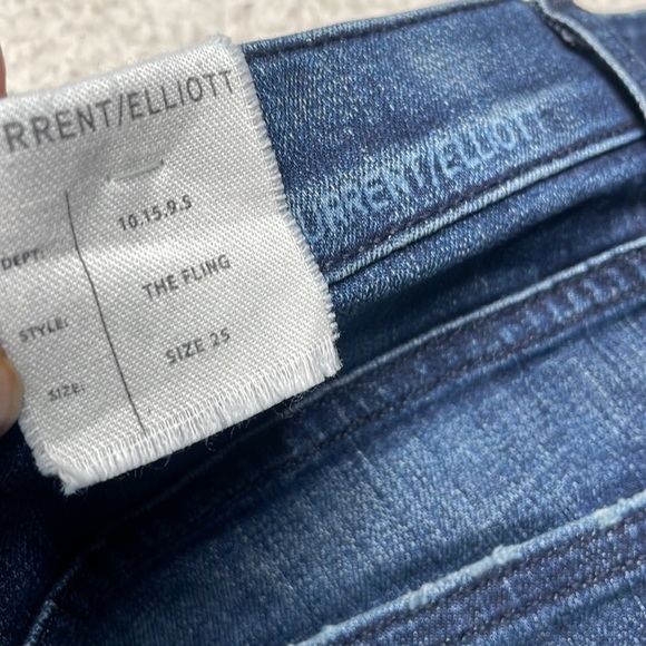 Current/Elliott The Fling Cropped Boyfriend Jeans Dark Size 25 NWT New - Picture 10 of 14